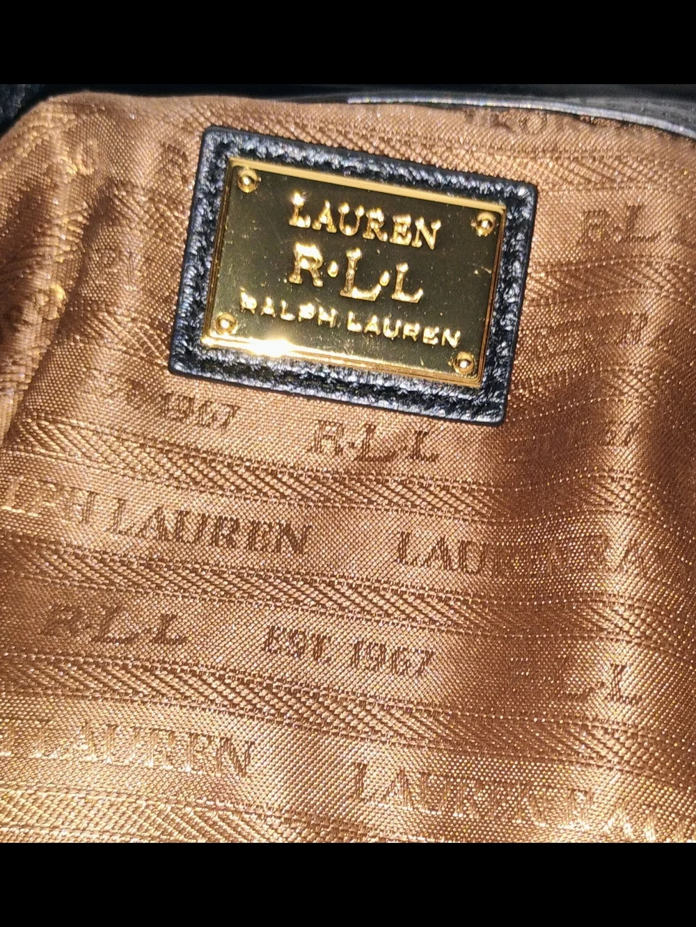 Lauren Ralph Lauren Black Croc Embossed Large Shoulder Tote Bag Gold Hardware